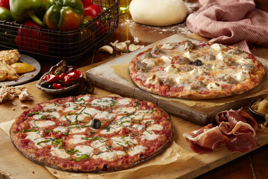 Bertucci's Margherita and Sporkie pizzas from Waltham