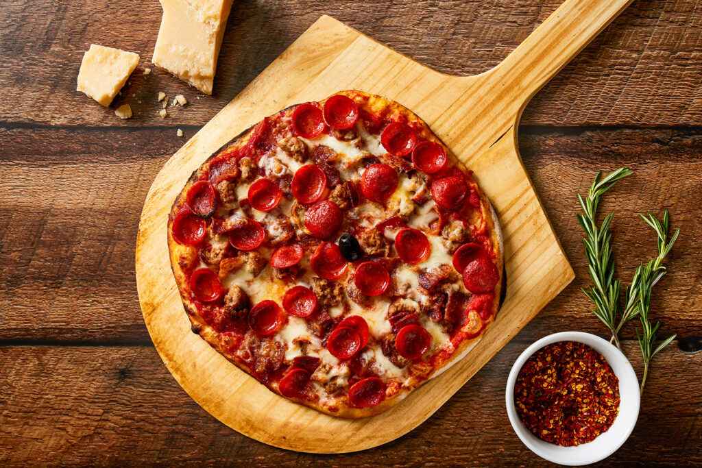 "Meat Me in Boston" pizza from above