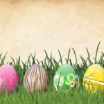 Easter eggs in a grassy field