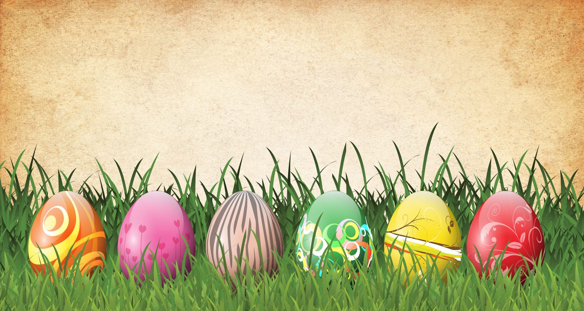 Easter eggs in a grassy field