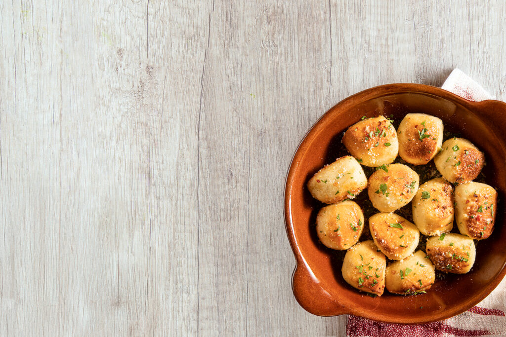Garlic knots from Bertucci's on a table