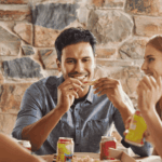 A large family group dining at Bertucci's